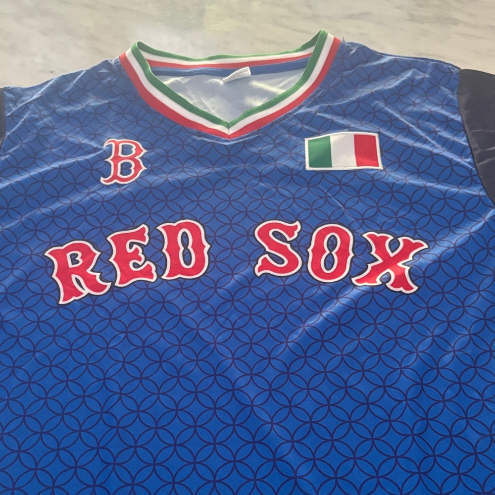 Boston Red Sox Blue Jersey with Italian Flag Trim size M